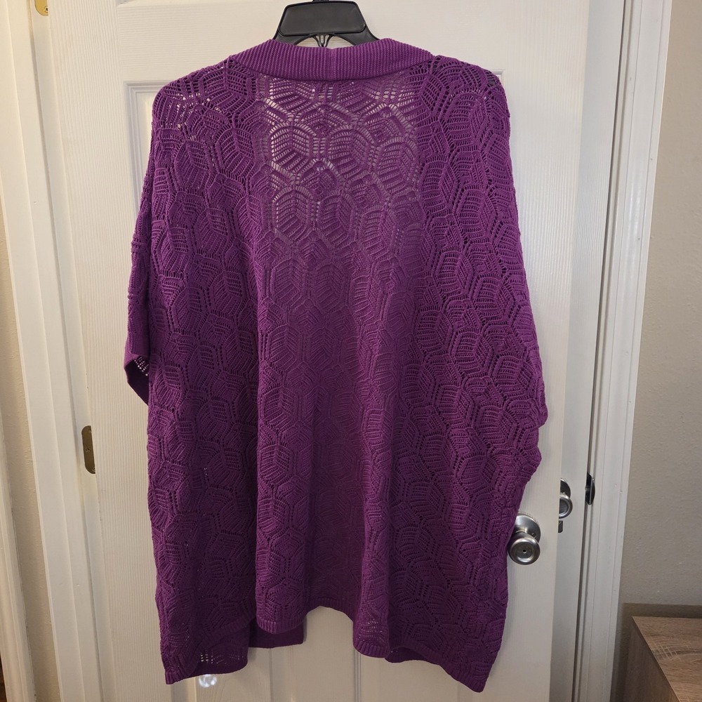 Liz Claiborne sz 4X ss open knit & front cardigan sweater NWT purple lightweight - Picture 6 of 10